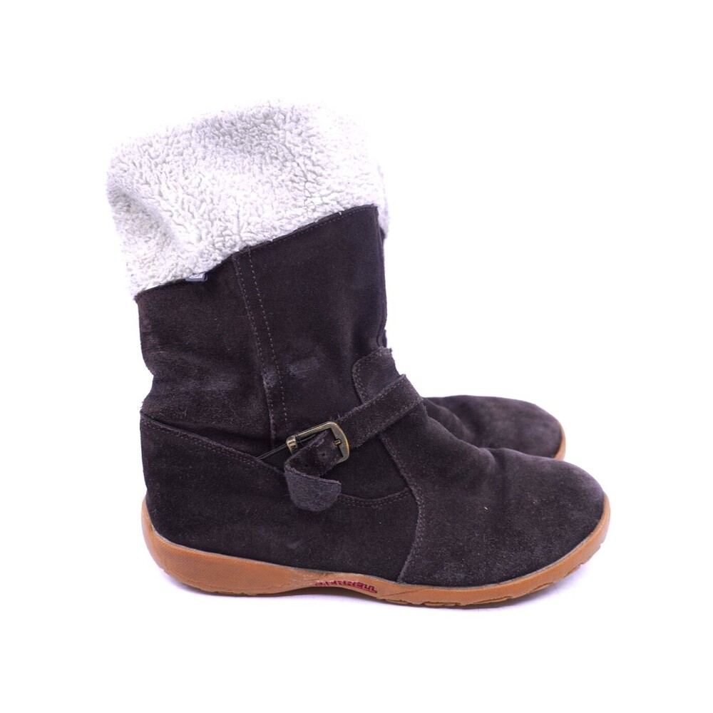 Merrell Mimosa Harvest Waterproof Kids Boots Sz 6 Brown Suede Zip (Womens 6-6.5)